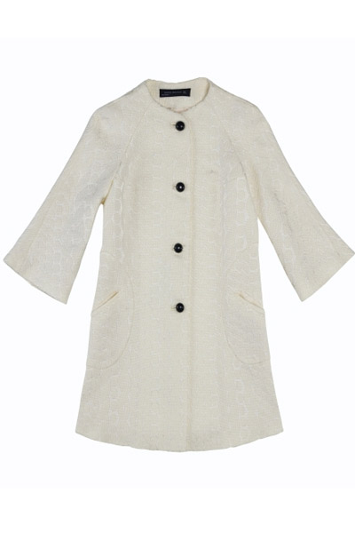 Abrigo blanco tejido fantasa - TELVA