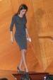 En el primer simposio internacional de cáncer de piel en Madrid, Letizia lució un vestido gris de Felipe Varela en un vestido gris y unos tacones de Magrit.
