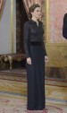 En la Recepción con el Cuerpo diplomático en España, Letizia se decantó por un vestido de su diseñador de cabecera, Felipe Varela.
