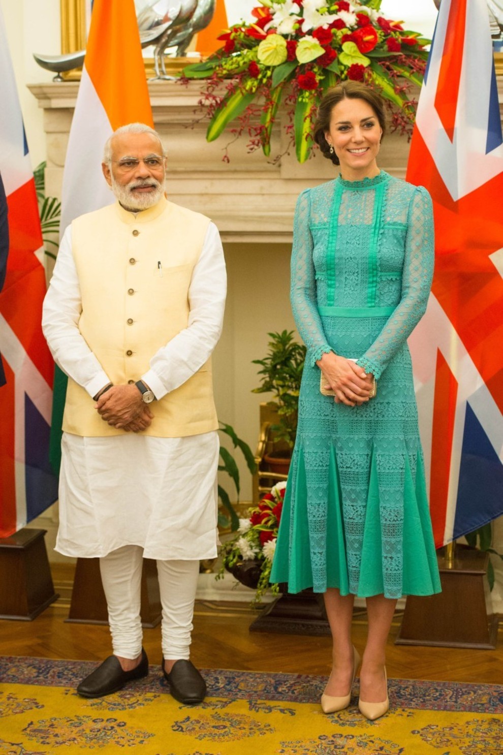 Durante la recepción con el primer ministro Narendra Modi, con...