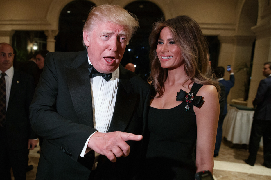Donald y Melania Trump durante la fiesta de Fin de Año.