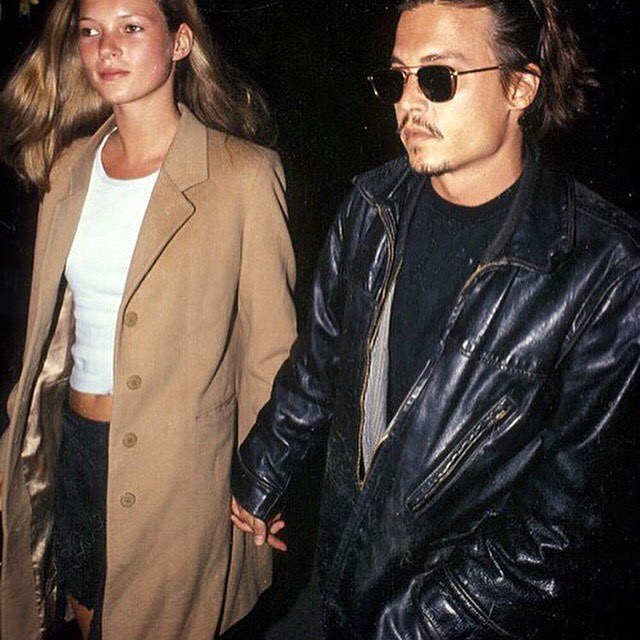 Kate Moss y Johnny Depp en 1994.