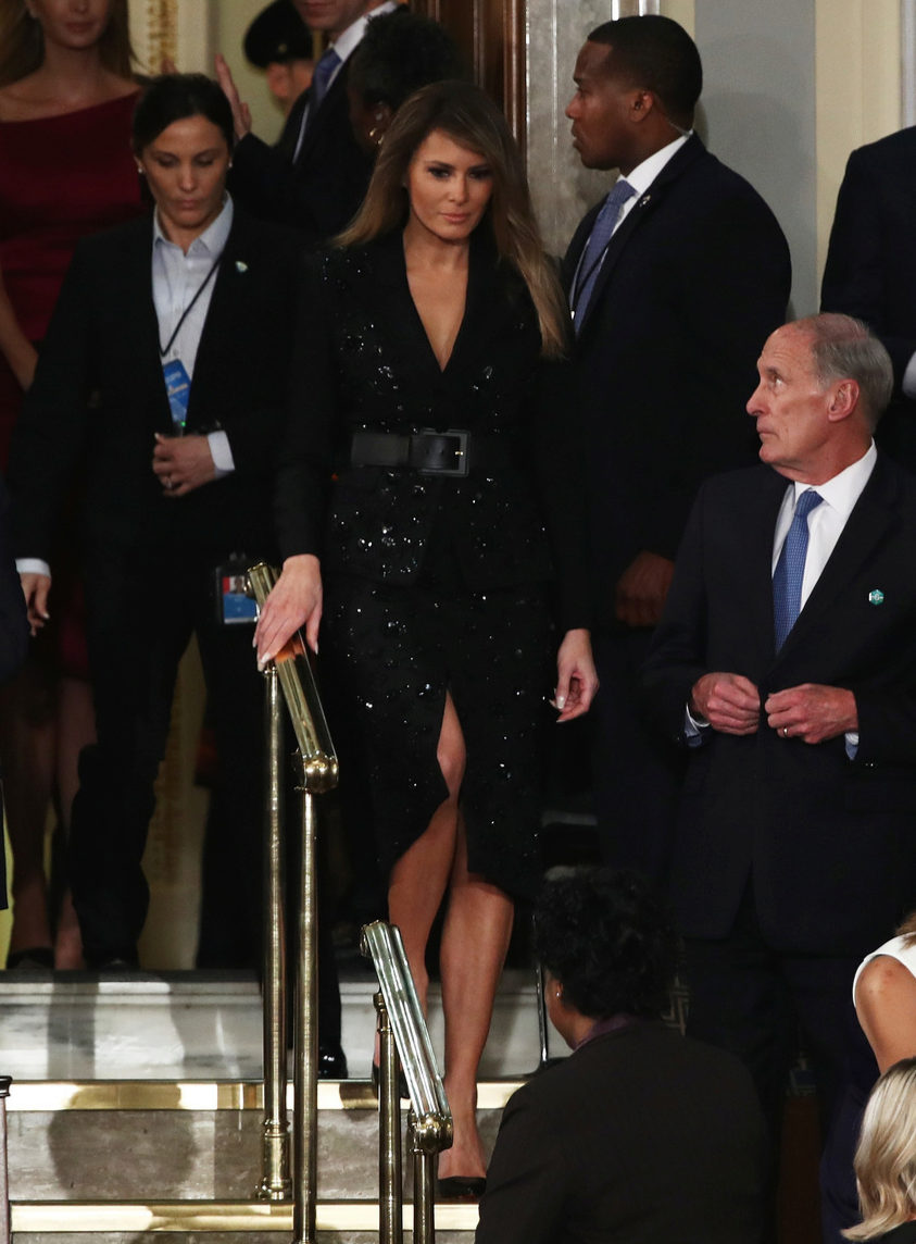 La primera dama, Melania Trump, durante el discurso al Congreso del...
