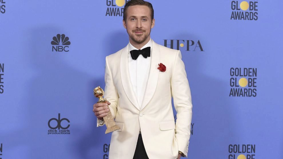 El autntico Ryan Gosling durante los Globos de Oro.