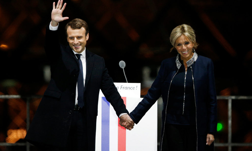 Macron ayer con Brigitte Trogneux.