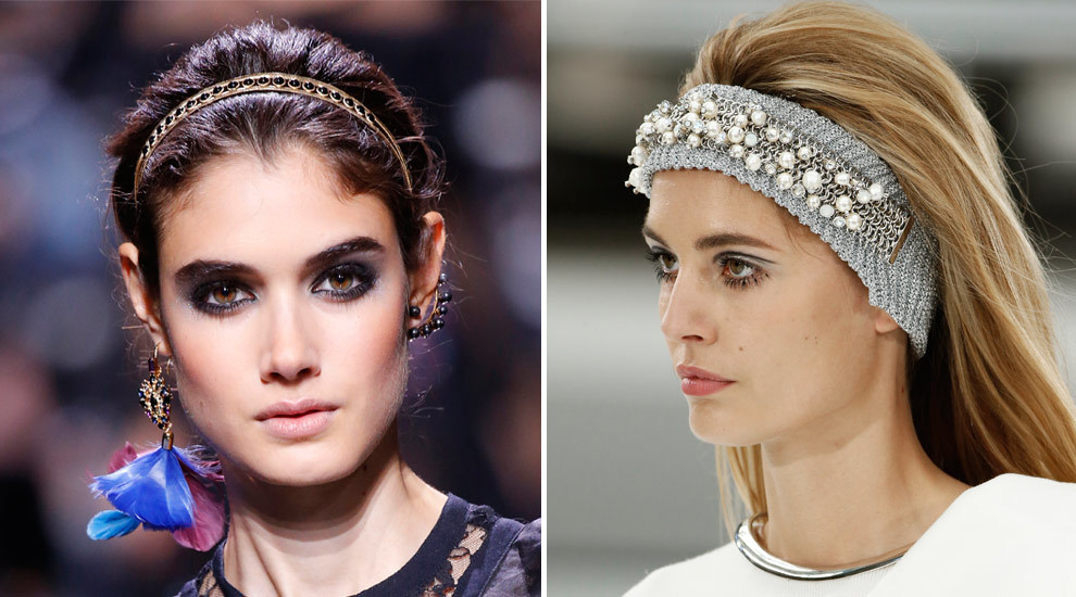 Propuestas de Elie Saab y Chanel con bandanas y diademas metalizadas,...