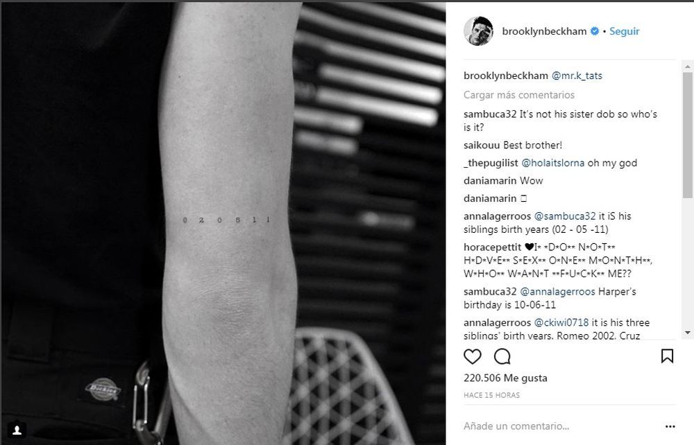 Nuevo tatuaje de Brooklyn Beckham.
