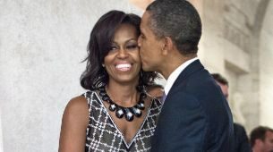Barack Obama junto a su mujer Michelle Obama en un acto de Naciones...