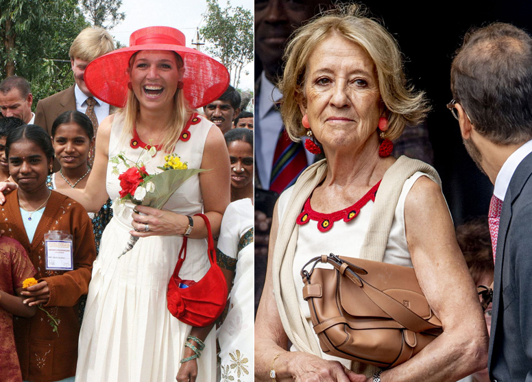 Máxima de Holanda, en 2007, y su madre con el mismo diseño de Prada.