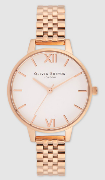 Reloj de mujer Olivia Burton de acero rosa (135 euros).