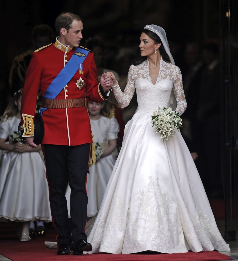 La duquesa de Cambrigde el día de su boda con el príncipe Guillermo con vestido de Sarah Burton para Alexander McQueen.