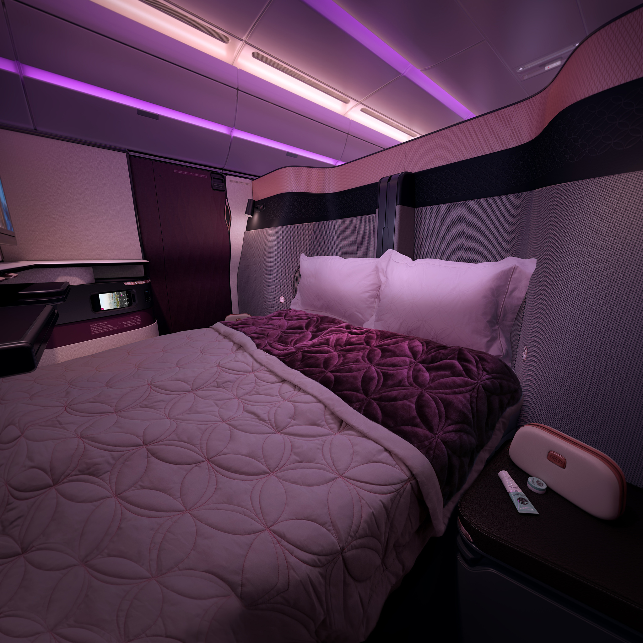 Realidad: camas dobles en la Clase Business de Qatar Airways.