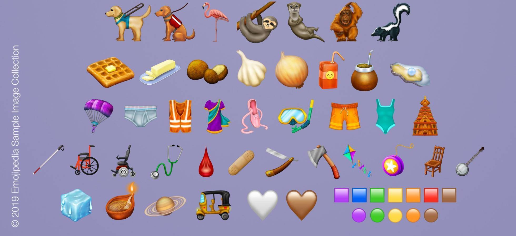 Emojis que incluyen nuevos alimentos, como el ajo y la cebolla, y la celebrada gota de sangre para representar la menstruacin.