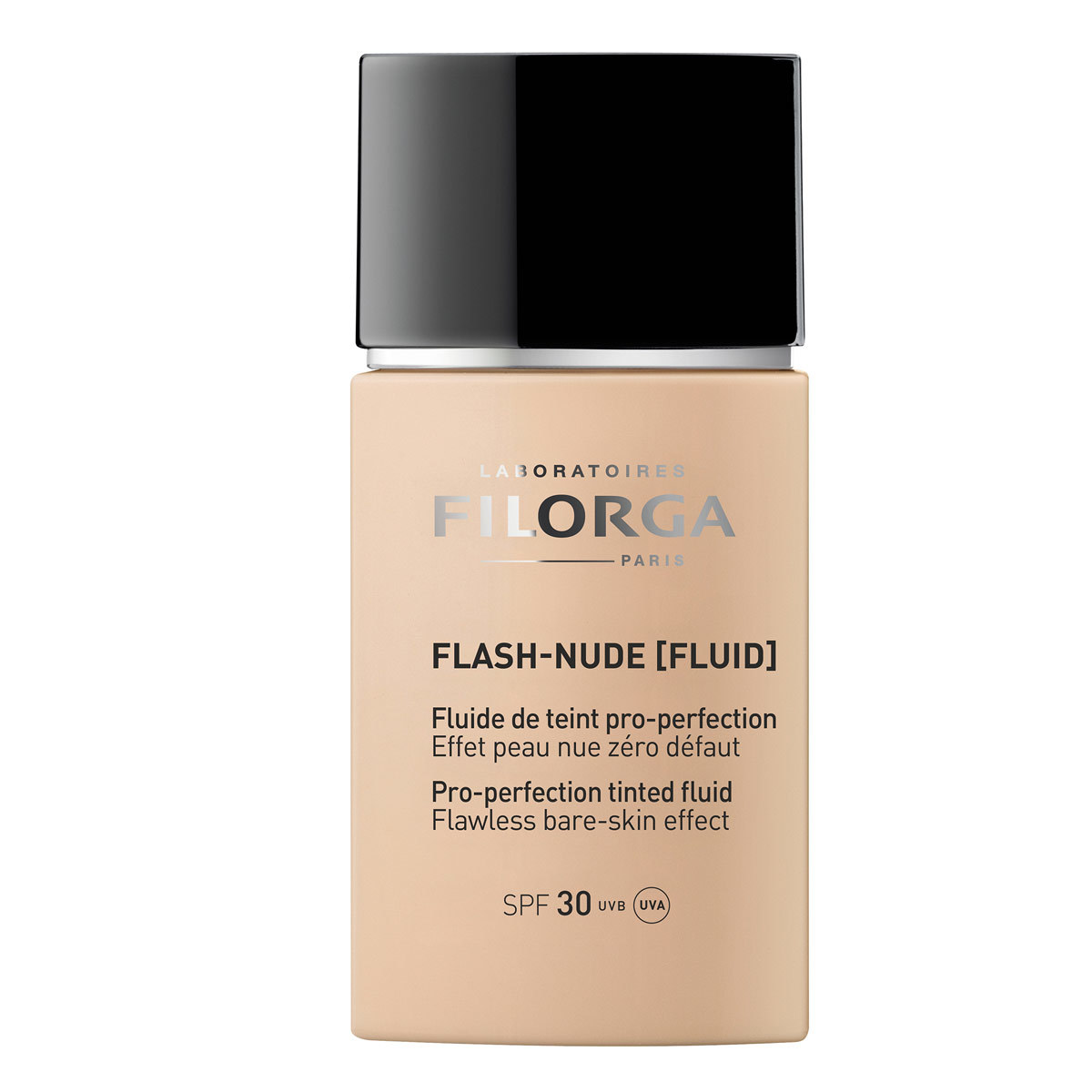 Base de maquillaje antiedad con ácido hialurónico Flash Nude Fluid, Filorga (36,90 euros).