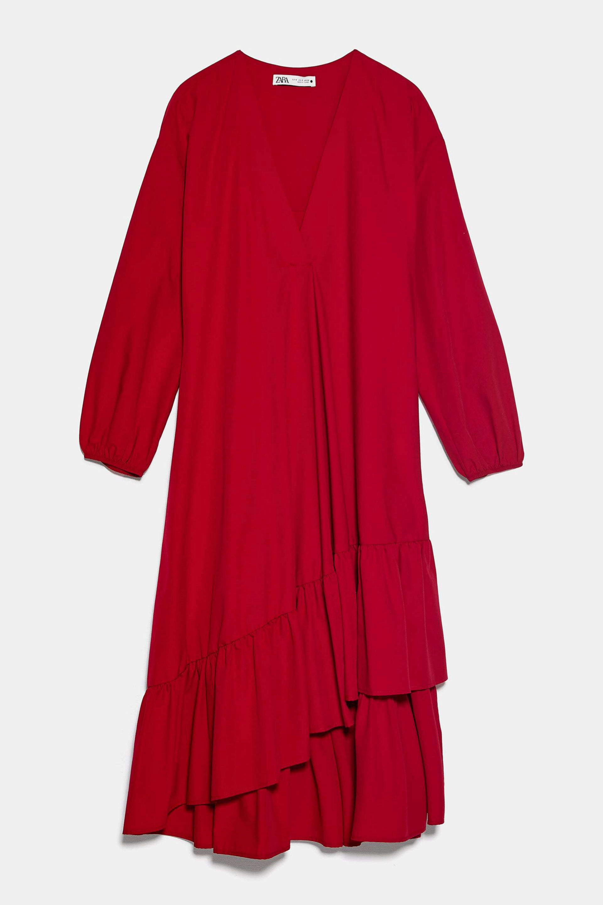 Vestido de popeln en color rojo de Zara (39,95)