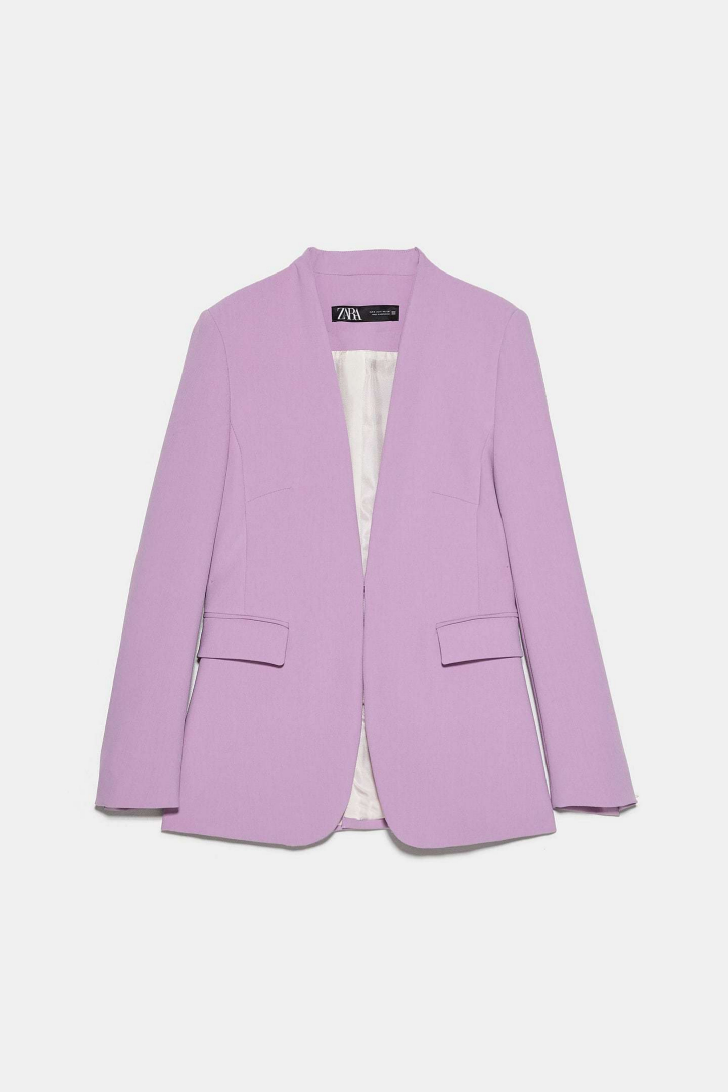 Blazer sin solapa en color lila de Zara (39,95¤)