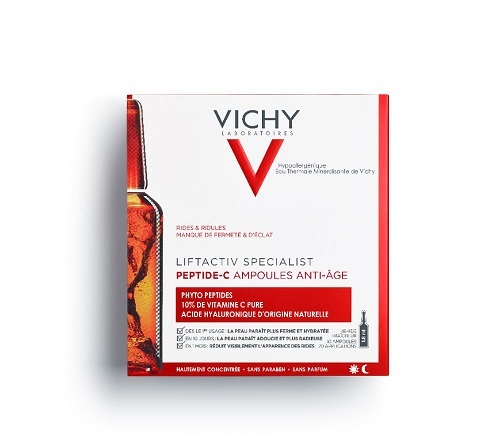 Liftactiv Peptide-C (para arrugas, firmeza y luminosidad), Vichy. 49 euros 30 ampollas.
