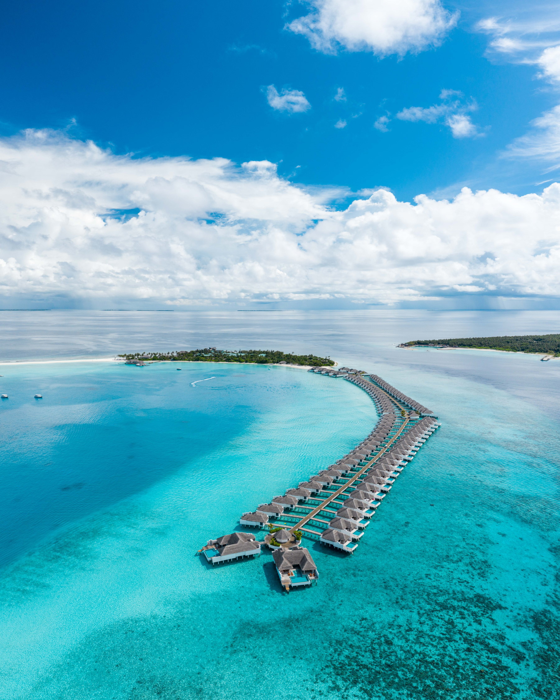 Vista del las vllas de Finolhu Aerial en Maldivas