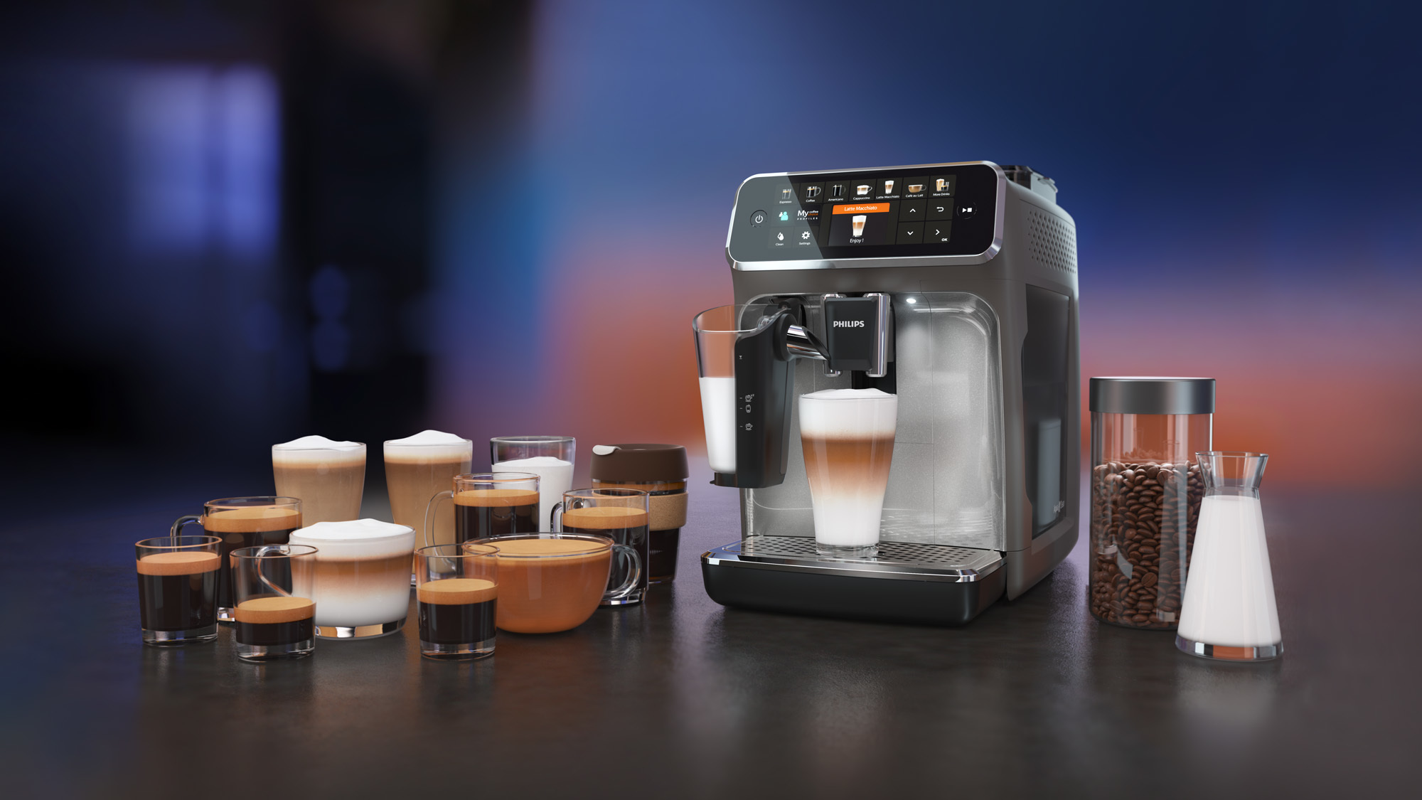 Esta cafetera permite preparar hasta 12 bebidas diferentes, porque cada momento del día tiene su propio tipo de café.