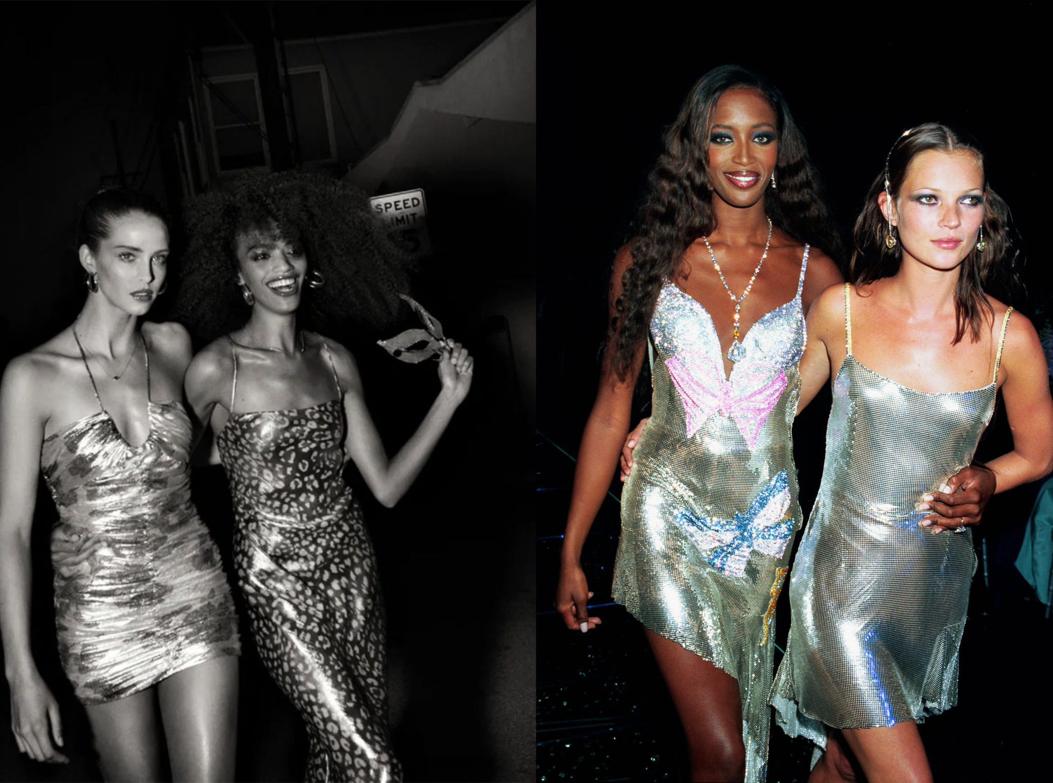 Foto de campaña de Zara (izda.) que nos recuerda a esta foto de Naomi Campbell y Kate Moss en 1999.