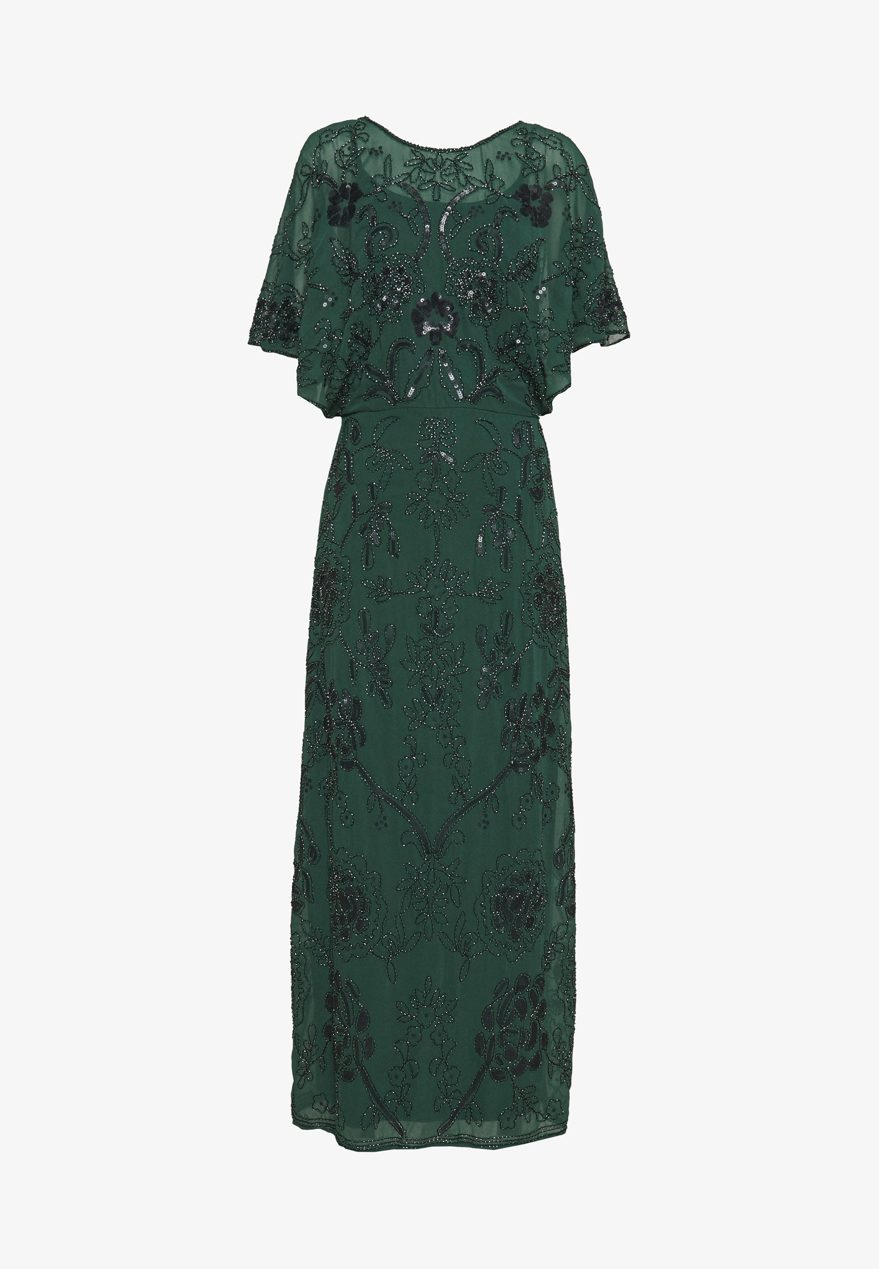 Vestido de fiesta verde oscuro bordado de Molly Bracken. De venta en Zalando (109,95 euros).