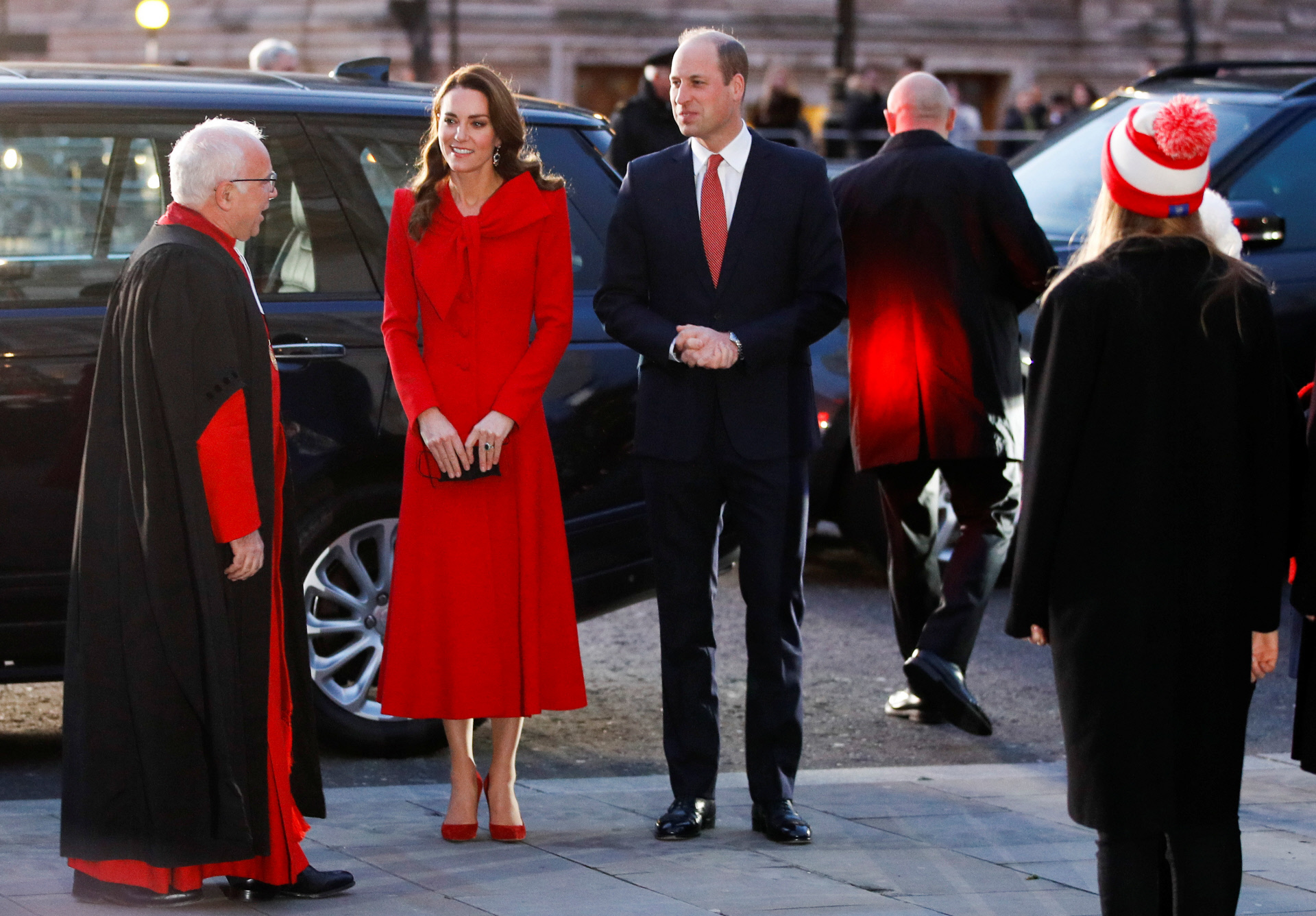 Kate Middleton y el príncipe Guillermo a su llegada a la Abadía de Westminster.
