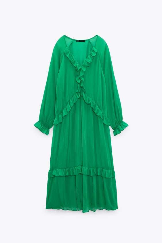 Vestido fluido verde de Zara
