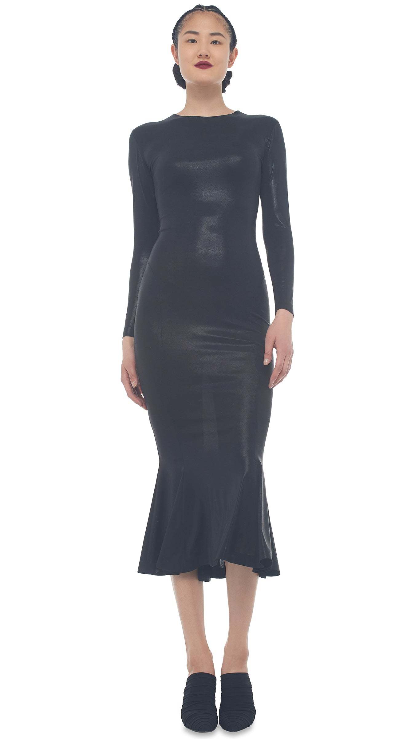 Vestido negro lamé de Norma Kamali