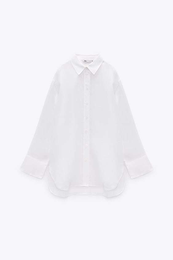 Camisa blanca lino de Zara