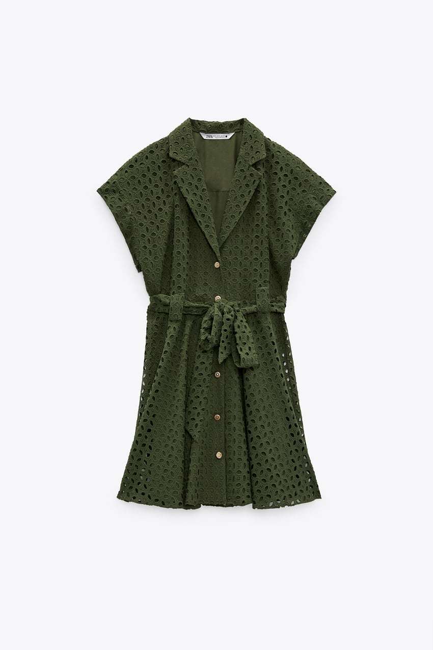 Vestido camisero verde de Zara