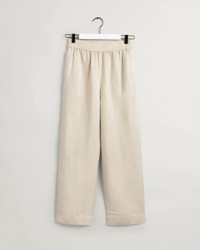 Pantalones de lino y viscosa con cinturilla elástica. Gant (109 euros).