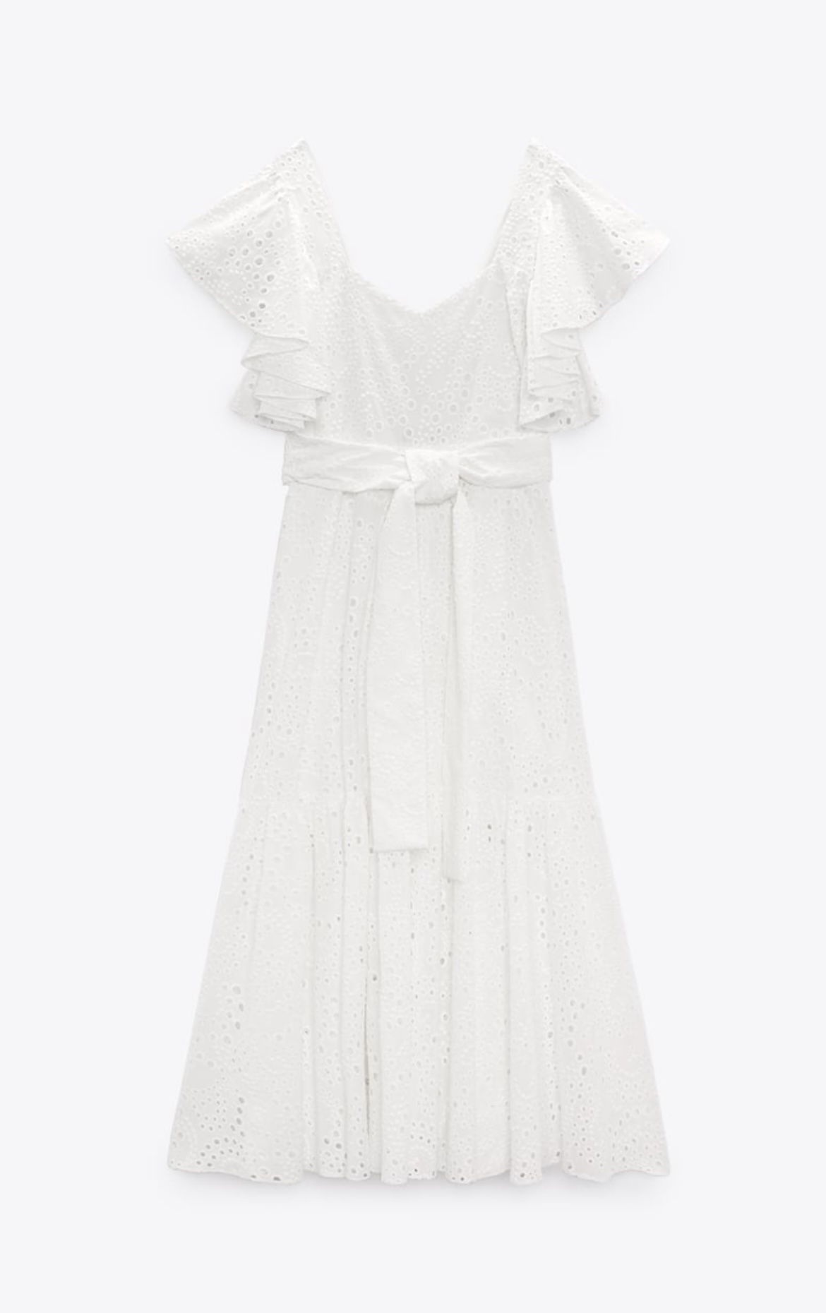 Vestido midi blanco de Zara (69,95 euros).