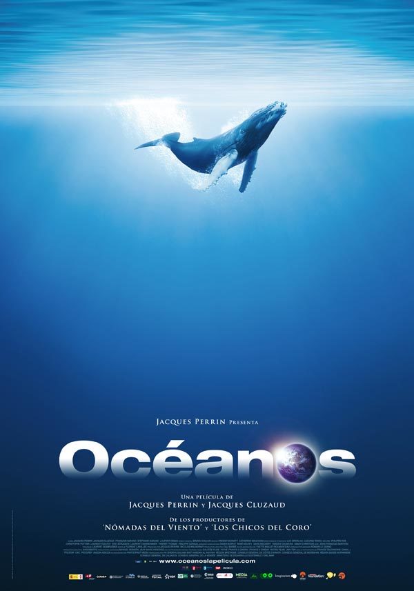 Cartel de Océanos, el mejor documental de la historia sobre el gigante azul, de Jacques Perrin.