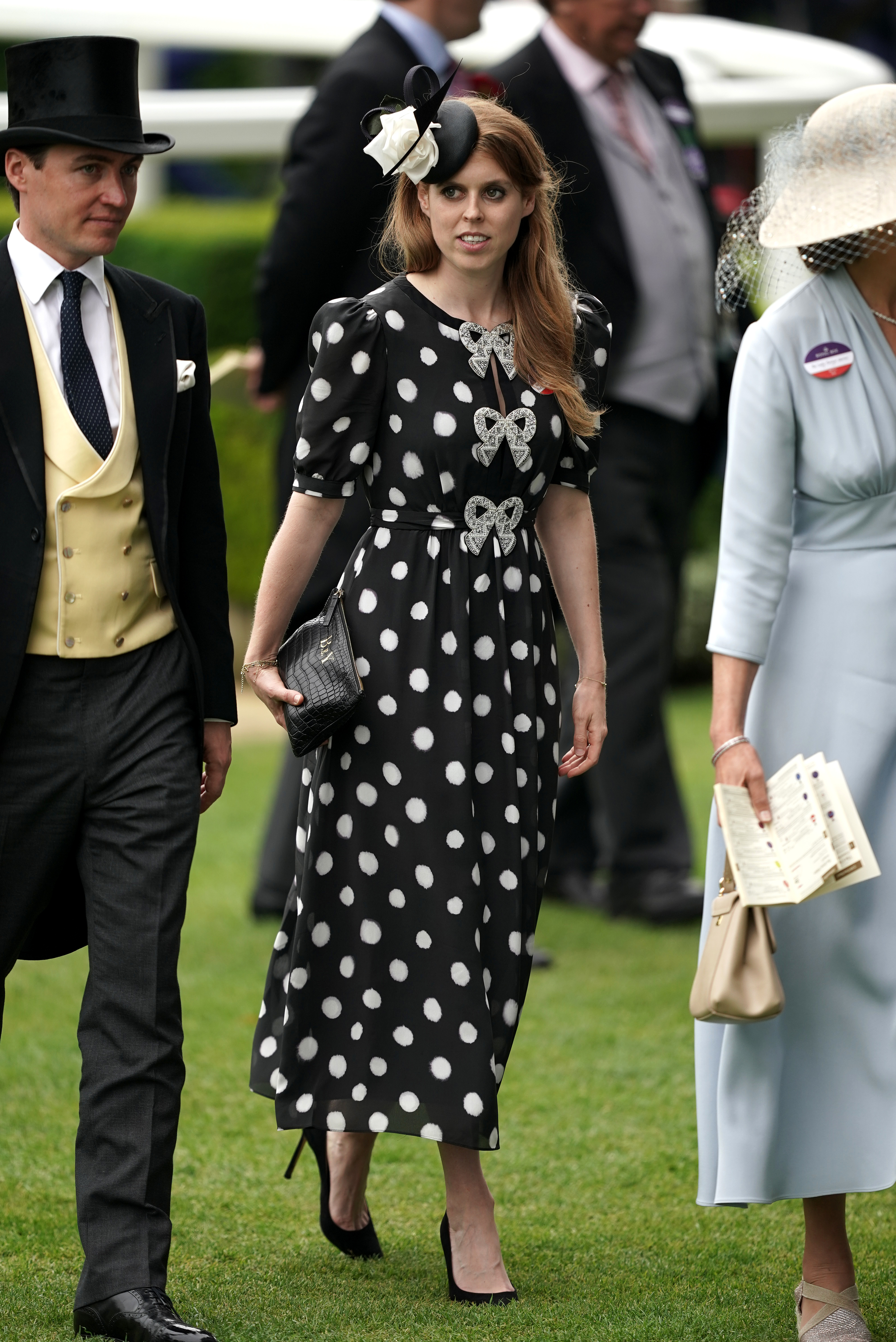 Beatrice of York at Ascot in a polka dot dress.