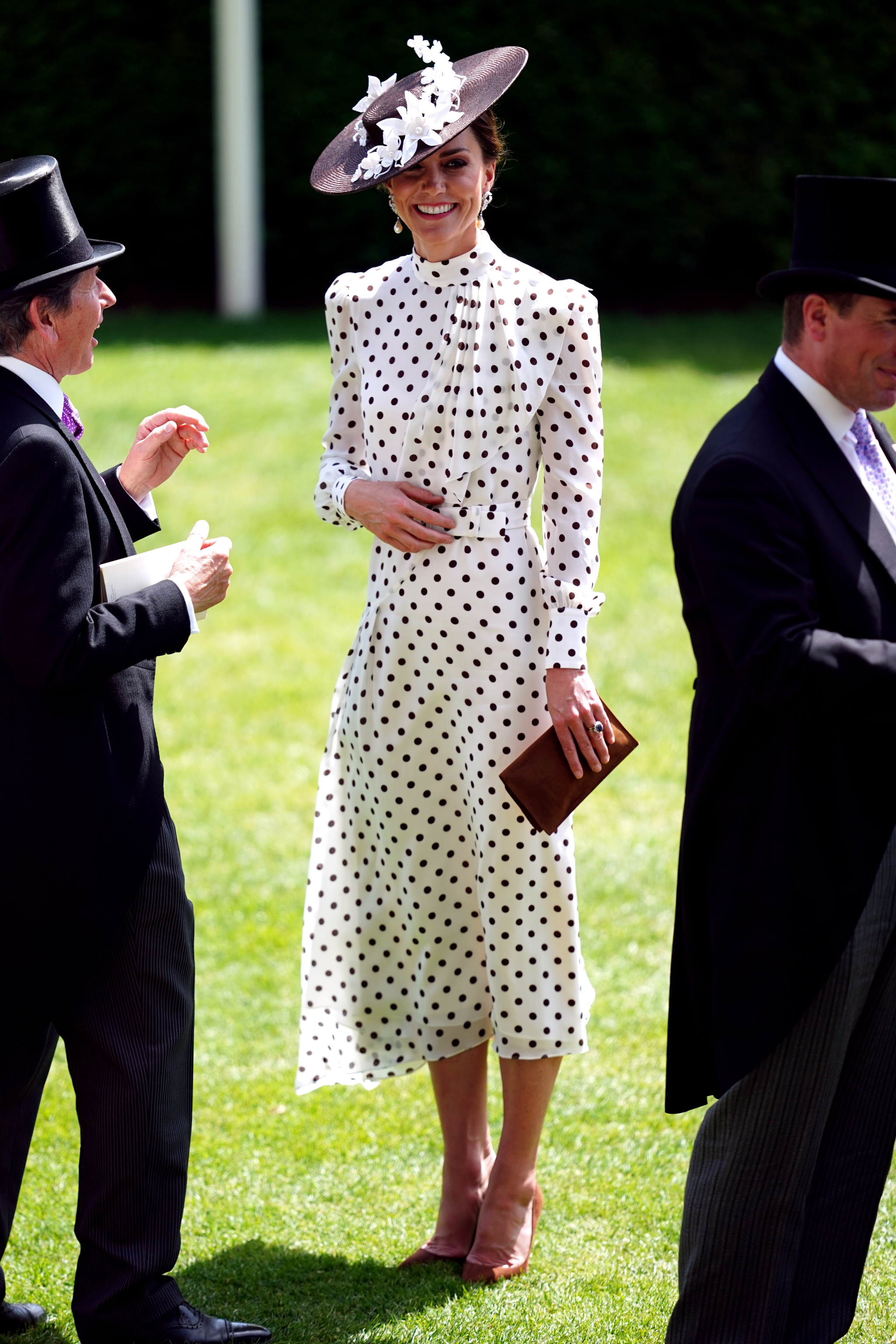 Kate Middleton in a polka dot dress by Alessandra Rich at Ascot.