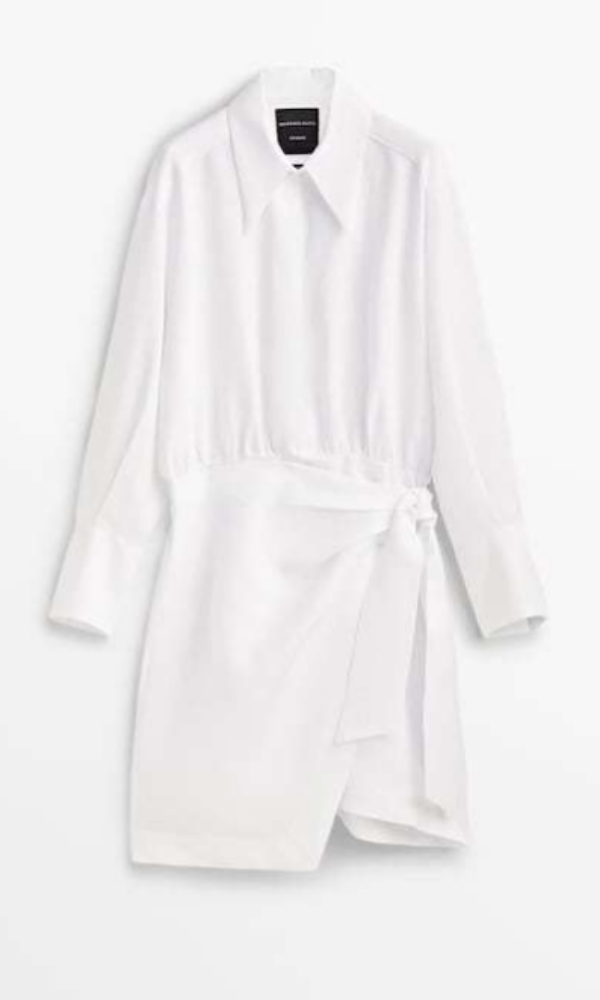 Vestido corto de lino (99,95 euros).