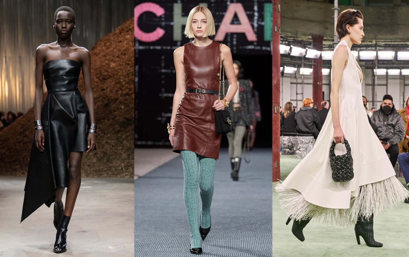 Desfiles otoño-invierno 2022 de Alexander McQueen, Chanel y Bottega Veneta.