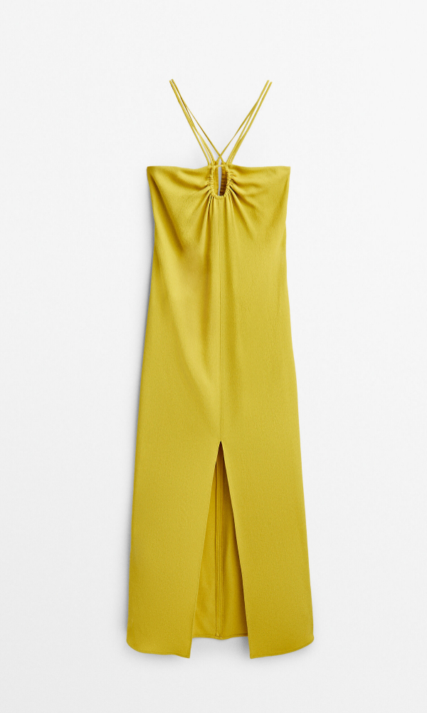 Vestido amarillo cut out (99,95 euros).