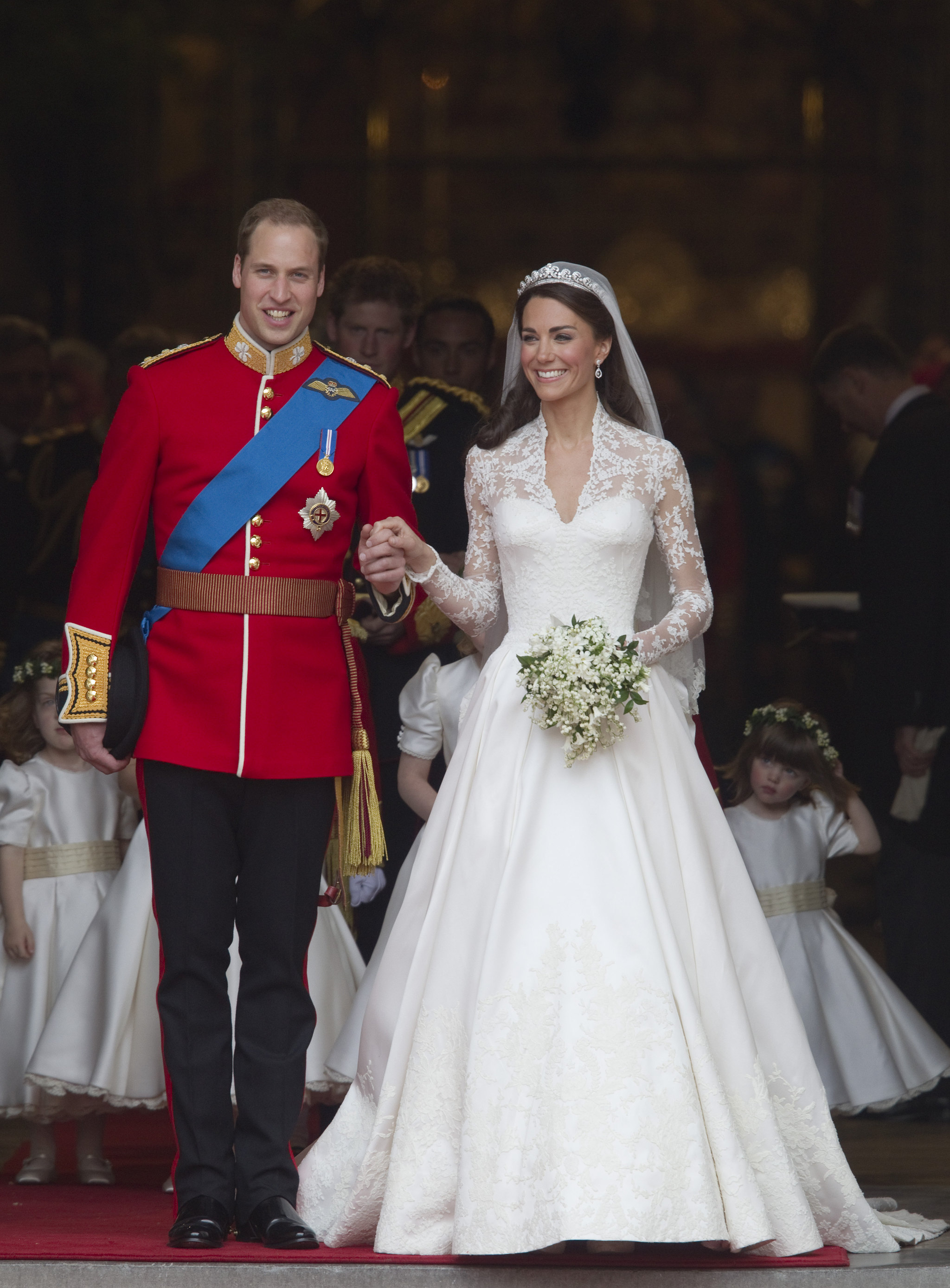 Kate Middelton y el príncipe Guillermo en su boda.