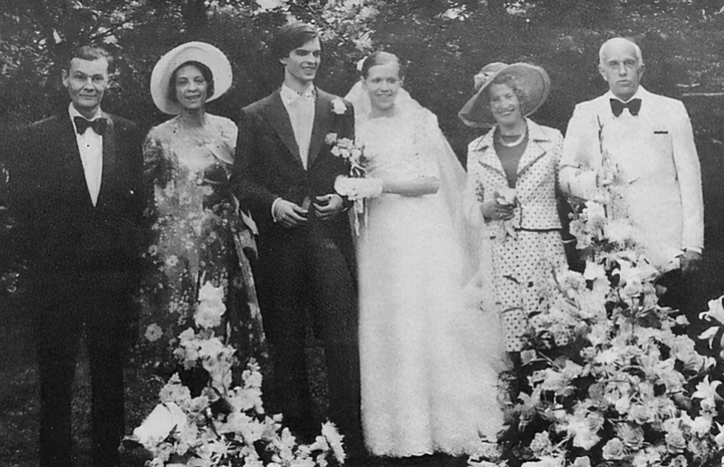 Brigitte Trogneaux el día de su boda con su primer marido, André Auzière.