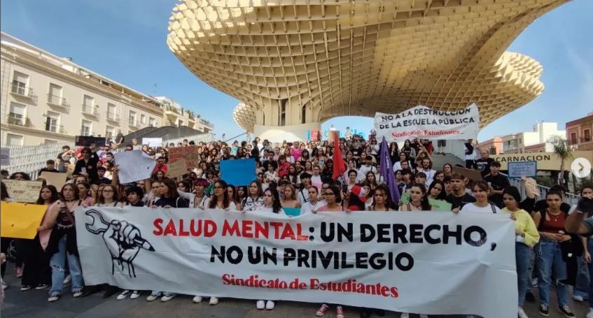 Imagen de la cuenta de Instagram del Sindicato de Estudiantes @sindicaestudian de uno de los puntos de manifestación en toda España el 27 de octubre de 2022.