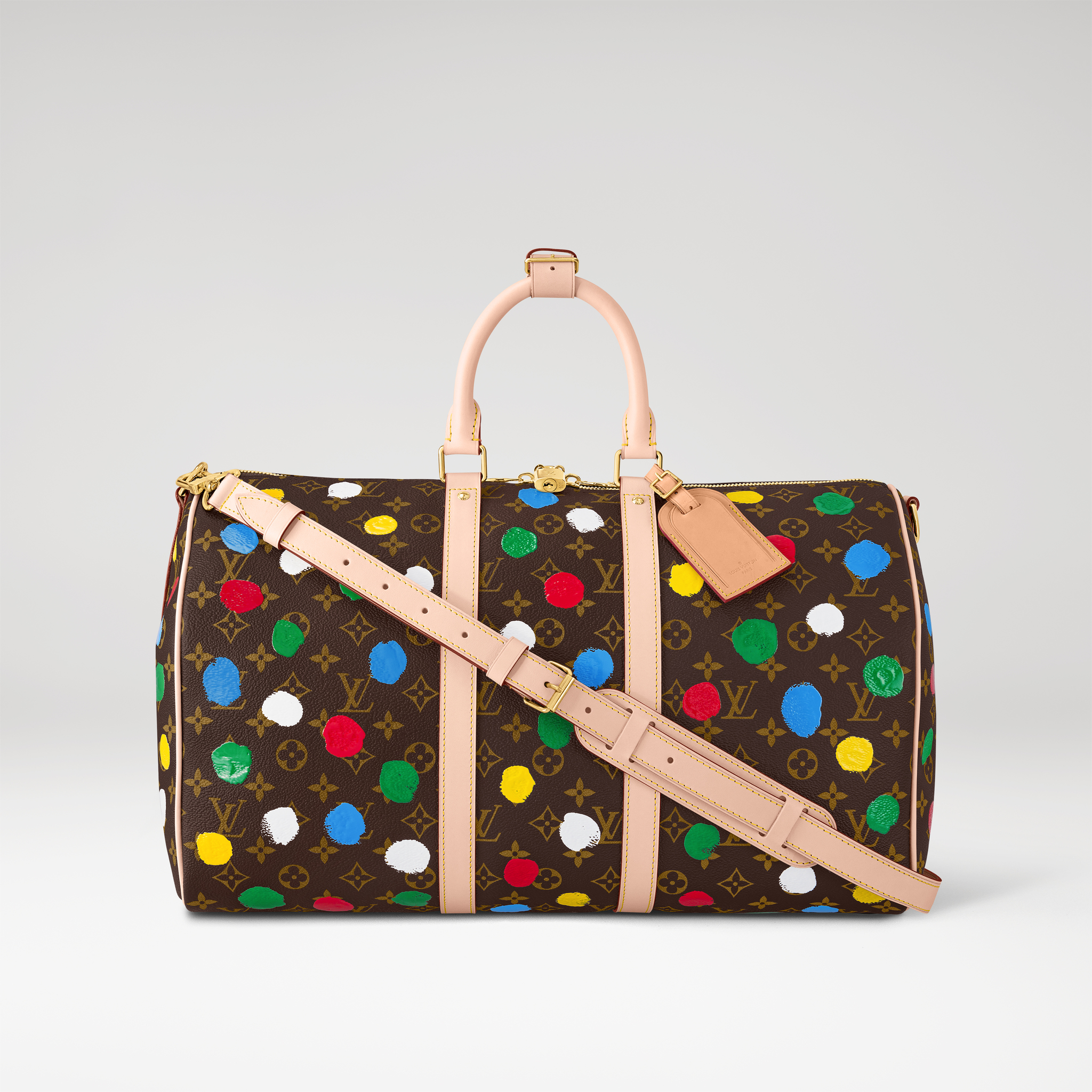 Bolso modelo Keepall con lona Monogram "Painted Dots" de la colección Louis Vuitton x Yayoi Kusama.