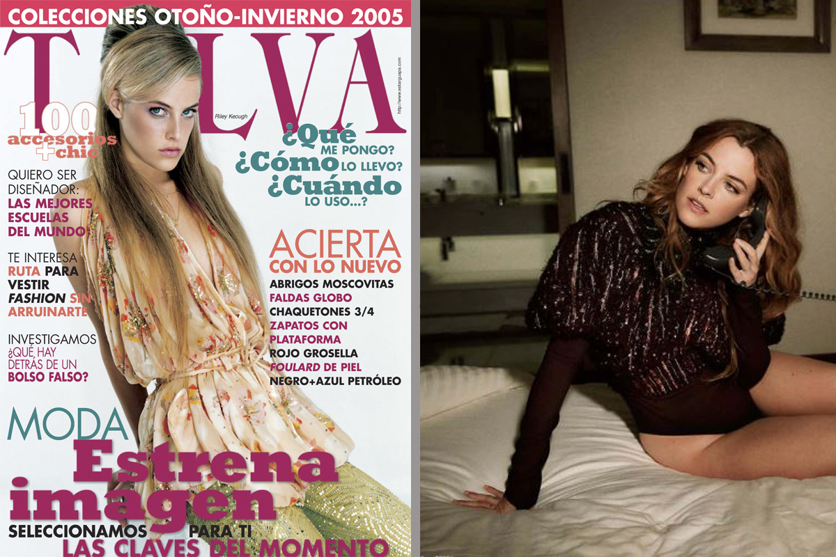 A la izquierda, Riley Keough como portada de TELVA en 20025. A la derecha durante una entrevista exclusiva con nuestra revista en 2020. (Imagen de Alex Bramall).