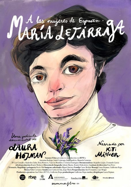 Cartel del ocumental de Laura Hojman "A las mujeres de España. María Lejárraga" con ilustración de María Herreros.