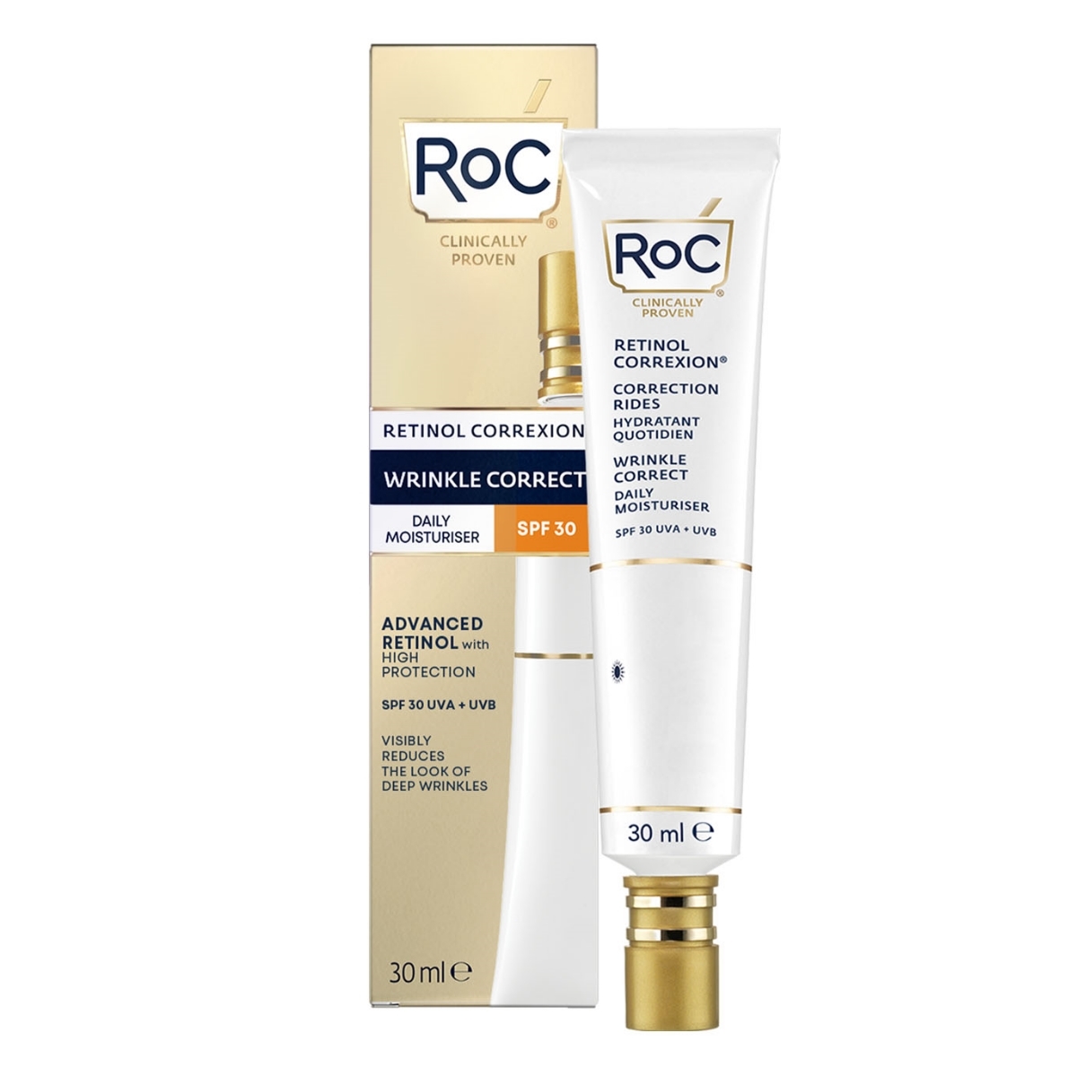 Crema Hidratante de Día SPF 30 Retinol Correxion Wrinkle Correct de RoC.