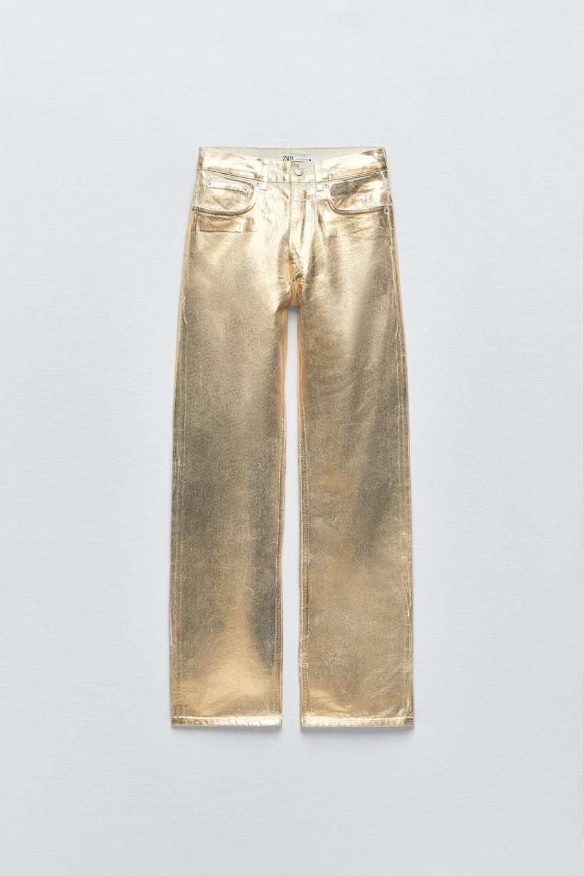 Pantaln metalizado oro