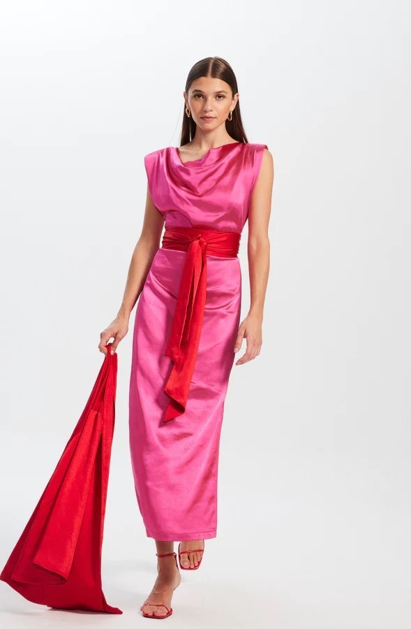 Vestido rojo y rosa de Mioh