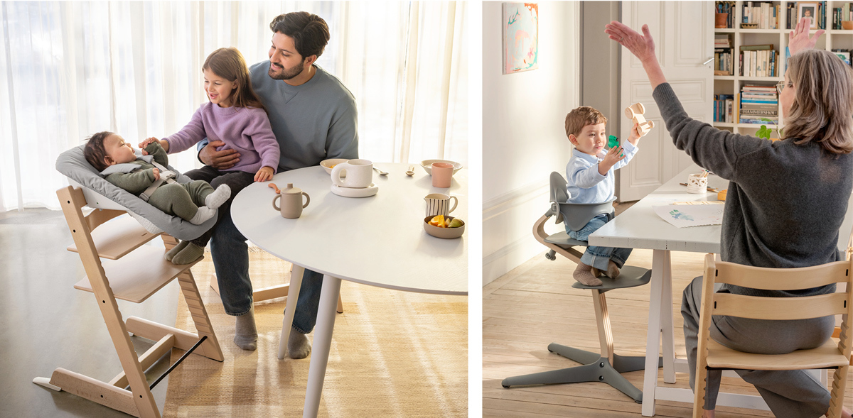 La silla Tripp Trapp ® es un clásico en muchos hogares. Su sistema evolutivo y ergonómico acompañará a tu hijo hasta que sea adulto.