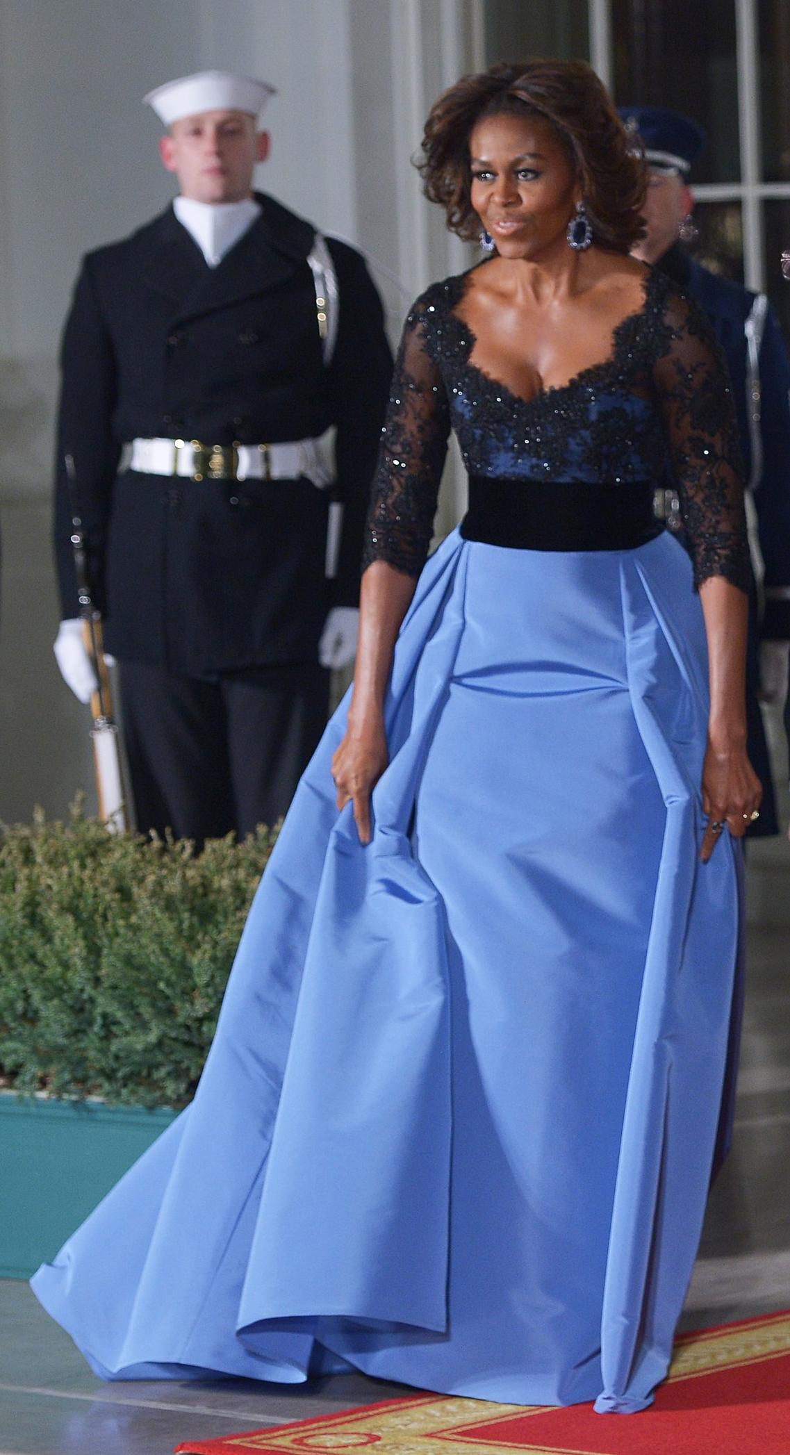 Michelle Obama con vestido de Carolina Herrera NY en el Capitolio.