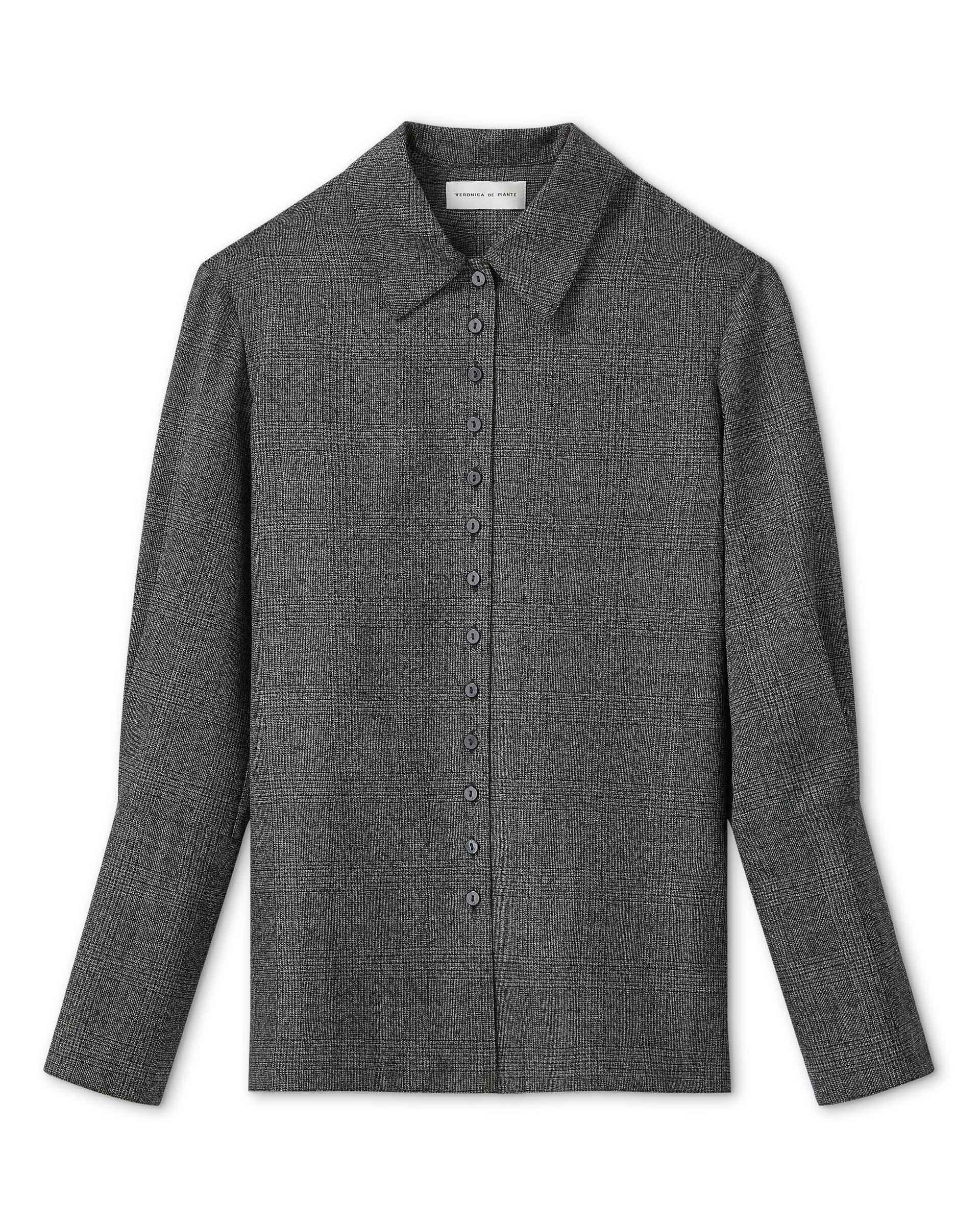 Camisa de lana de cuadros grises de Veronica de Piante (980 euros).